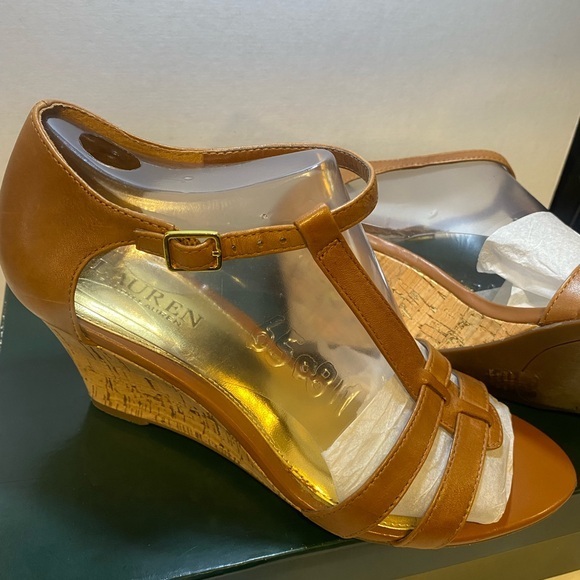 Shoes - Ralph Lauren Harleen‎ 8B 100% Leather Upper Cork Wedge